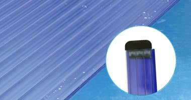 Lames polycarbonate chauffantes bleu cristal volet piscine Série Pure